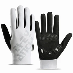 Unisex Full Finger Breathable Cycling Gloves - Anti - Slip & Shock Absorbing for Outdoor Summer Riding (White)