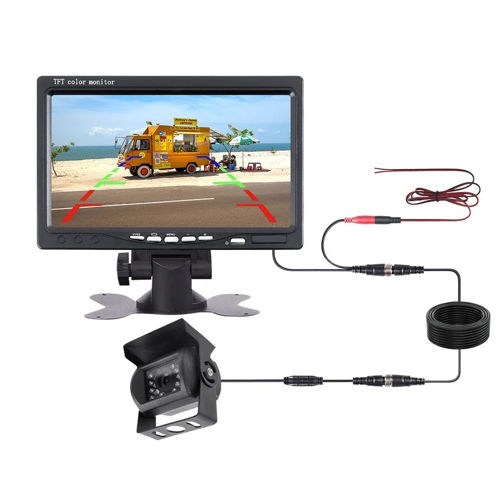 BINWEI 7 Inch Car Rear Camera Monitor for Trailer Parking Truck 24V HD Rerversing Camera with Display Screen Easy Intallation