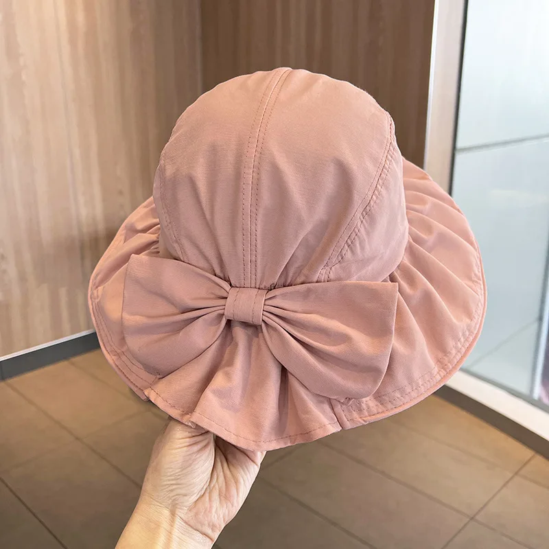 New Fashion Panama 2023 Summer Black Bow Bucket Hat Women Fashion Korea Bob Cotton Gorro Pescador Mujer Sun Hat Fishing Cap
