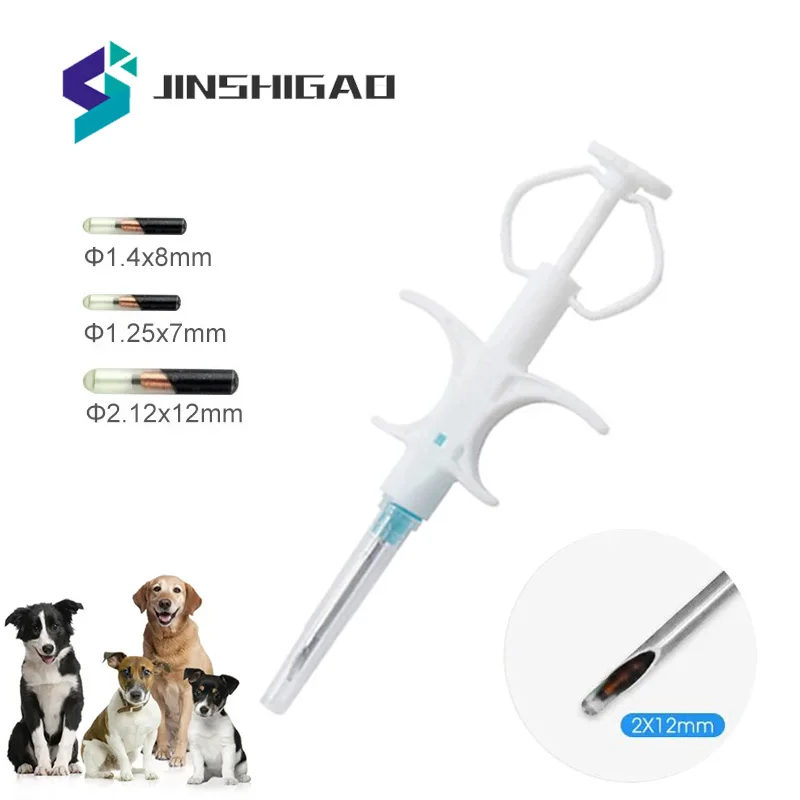 

ISO11784 FDX-B 2.12x12mm cat dog microchip animal syringe ID implant pet chip needle vet RFID injector PIT tag for dog cat fish