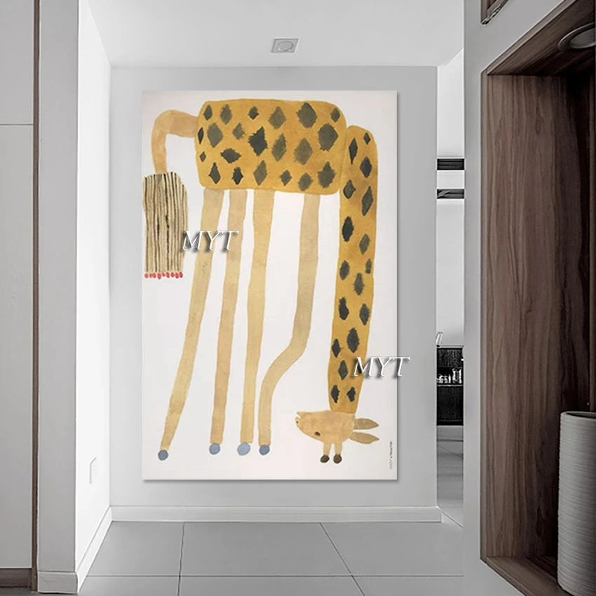 

Abstract Animal Giraffe Picture Simple Design Style Art Poster Canvas Handmade Painting Frameless Kindergarten Wall Decoration