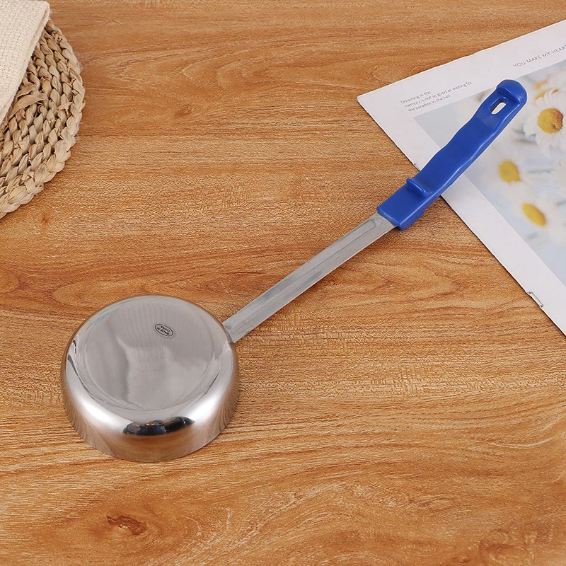 Stainless Steel Sauce Spoon Long Rubber Handle Anti-Hot Pizza Spread Ladle Measuring Soup Spoon