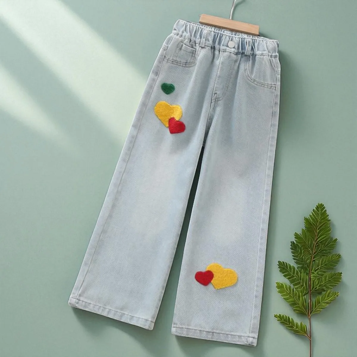 السراويل للفتيات الجينز المراهقين ملابس الأطفال فراشة طباعة السراويل ربيع الخريف الطفل الاطفال الملابس الجينز 6 8 10 12 14 Y