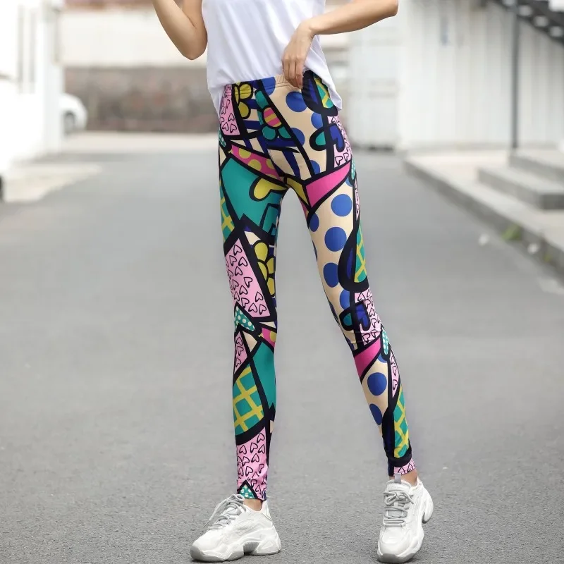 

High Waisted Printed Fashion Leggings Sexy Casual and Colorful Leg Warmer Fit Most Sizes Leggins Pants Trousers Woman's Leggings