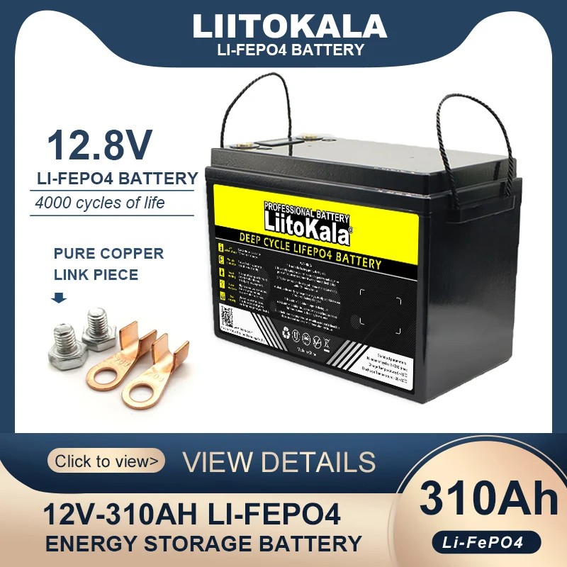 LiitoKala 12v/12.8V 310ah 280ah 120AH 4s LiFePO4 batteria litio ferro fosfato batterie cicli Touring car Solar Wind Tax Free