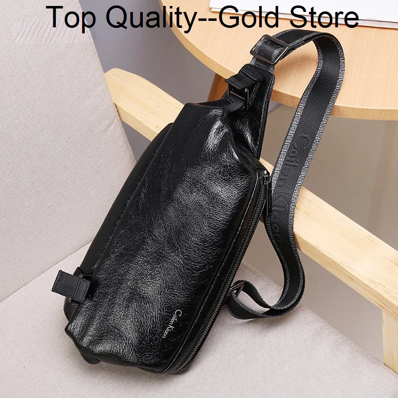 

2024 New Men Single Chest Back Travel Vintage Genuine Leather Black high-capacity WalletCasual Cross Body Messenger Shoulder