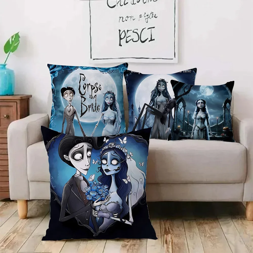 Anime C-Corpse Bride Cartoon Pillow Covers Cartoon Sofa Decorative Home Double-sided Printing Short Plush Cute Cushion Cover