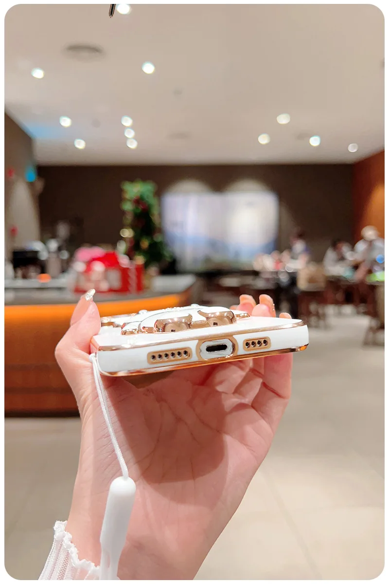 3D Rabbit Astronaut CaseFor Motorola Moto G53 E7 G8 Power G9 Play G50 G20 G30 G60 G82 E20 Edge 20 Folded Bracket Plating_voghion.com