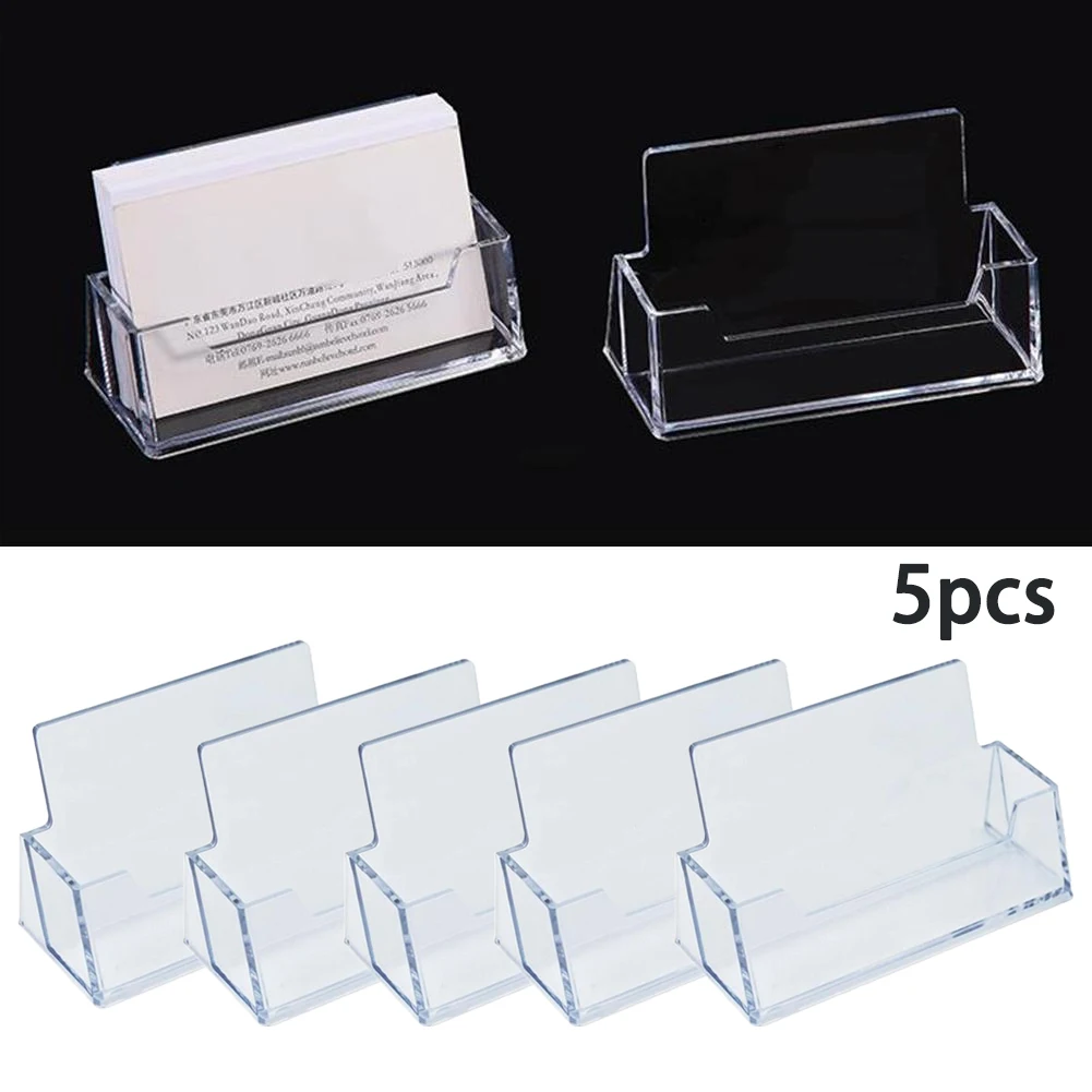 1/2/3/4/5/pcs Business Card Case Desktop Office Business Card Holders Display Stands Plastic Transparent Shelf Box Storage New