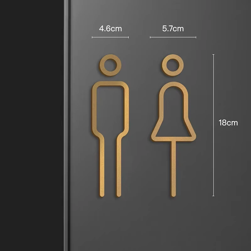 2Pcs Acrylic Toilet Gender Signs Adhesive 3D Men Women Sign Restaurant Office Hotel Bathroom Washroom Identification Signage