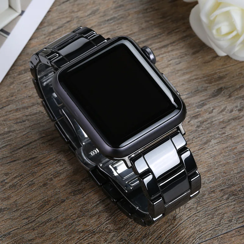 Elegant Ceramic Strap with Butterfly Buckle