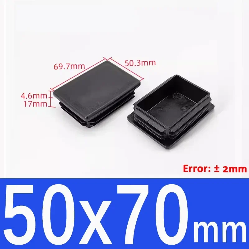 Black Square Plastic End Caps for Table or Chair Feet Protection