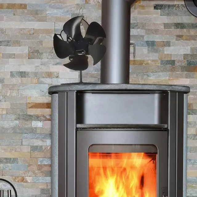Pengék Kandalló Ventilátor Csendes Biztonságos Fa Égő Kályha Hőhatású Hatékony Hőelosztás Otthoni Ecofan - Image 4