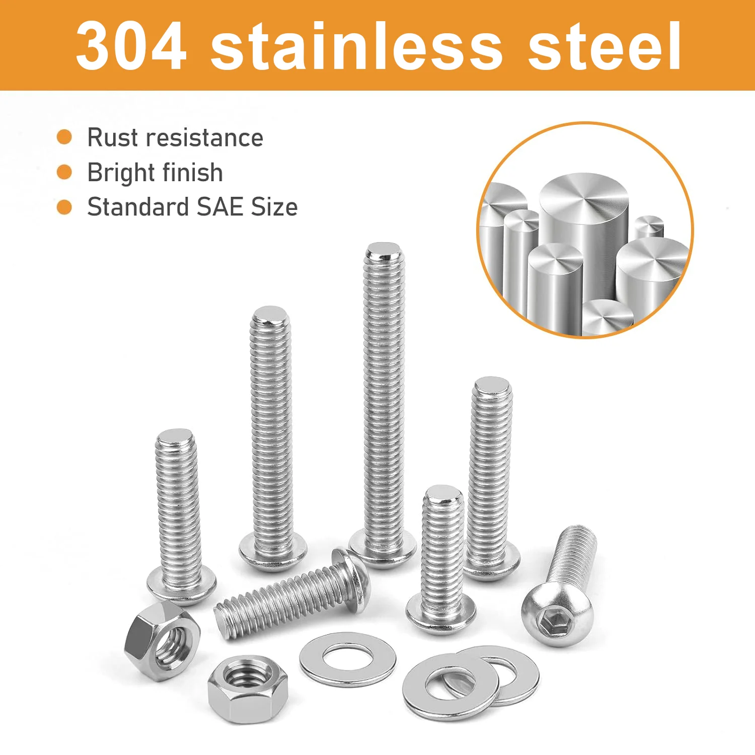M3 Hex Head Screws, Screw Bolt Nut Set, Stainless Steel Screws, 240Pcs, M3x4/6/8/10/12/14/16mm, Button Head, Internal Hexagon, Washer Nut Set