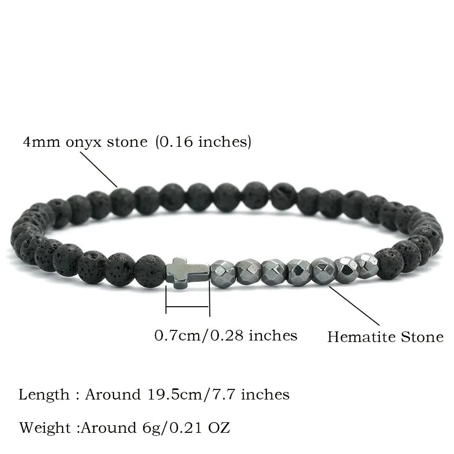 Men Black Beads Healing Bracelet with Lava Howlite Hematite