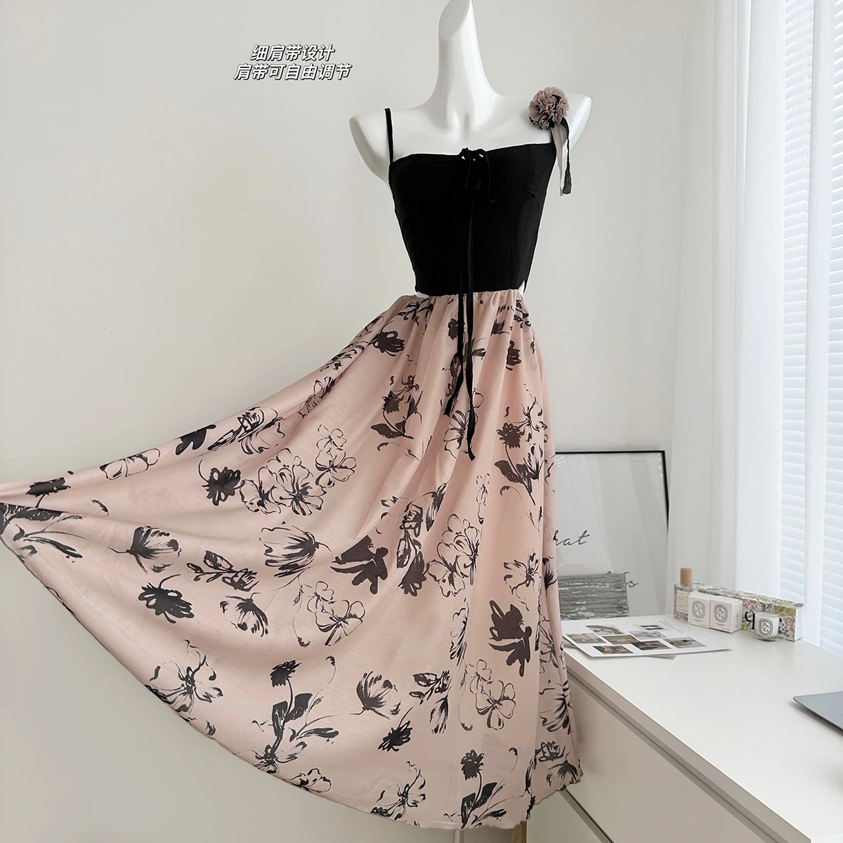 

New Women Elegant Spaghetti Strap Midi Dress Sleeveless Casual A-Line Beach Vestidos Female Chic Vintage Party Dresses