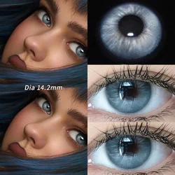Vibrant Prescription Colored Contact Lenses for Myopia - Available in Blue, Violet, Brown, and Green (Taylor - blue gray)