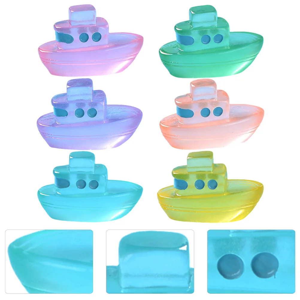 

6 Pcs Accessories Micro Landscape Cruise Ship Decoration House Resin Mini Boat