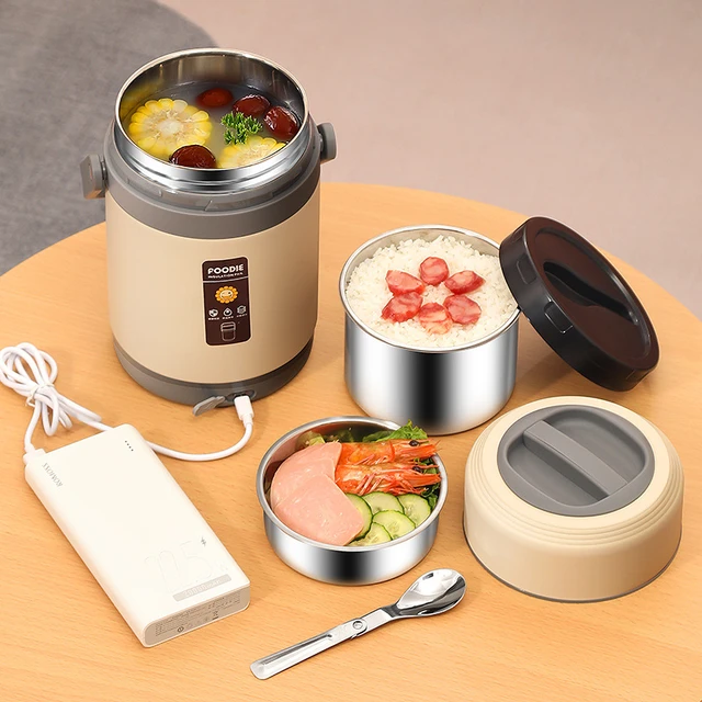 USB Electric Heated Lunch Boxes Stainless Steel Food Warmer Container Thermal  Jar for Hot Food Thermal Boxes for Office School - AliExpress