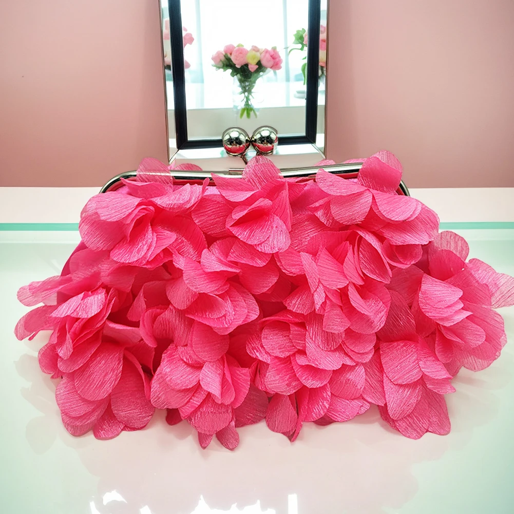 Flower Evening Clutch Purse Fashion Floral Evening Bags Solid Color Elegant Handbag Stylish Crossbody Bag Wedding Party Bag