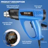 KUAIQU 220V 2000W Industrial Hot Air Gun Adjustable Temperature LCD Heat Gun Tool Building Hair Dryer With Nozzle Accessories 2