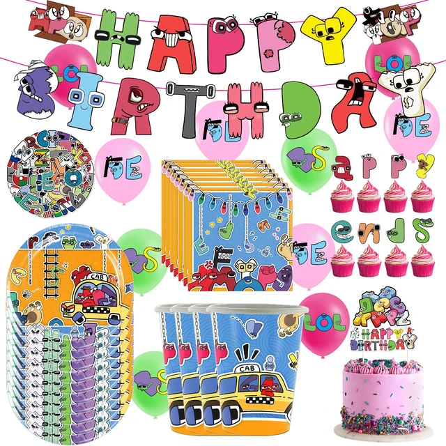 Alphabet Lore Party Tableware Birthday Decorations Supplies Banner Poster  Backdrop Cake Topper Decorative Tool Party Decoration