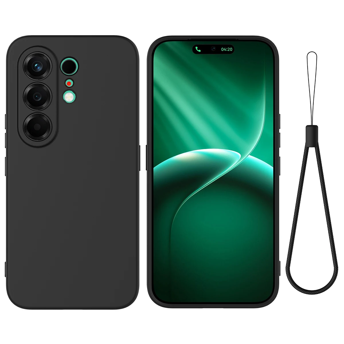 Ultra-Thin Silicone Shockproof Case with Lanyard - Skin-Feel Finish