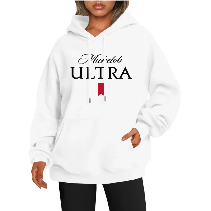 Autumn Winter Michelob Ultra Hoodie Women Pullover Sweatshirt Female Luxury Streetwear Solid Hooded Pullovers Tops Clothing 3