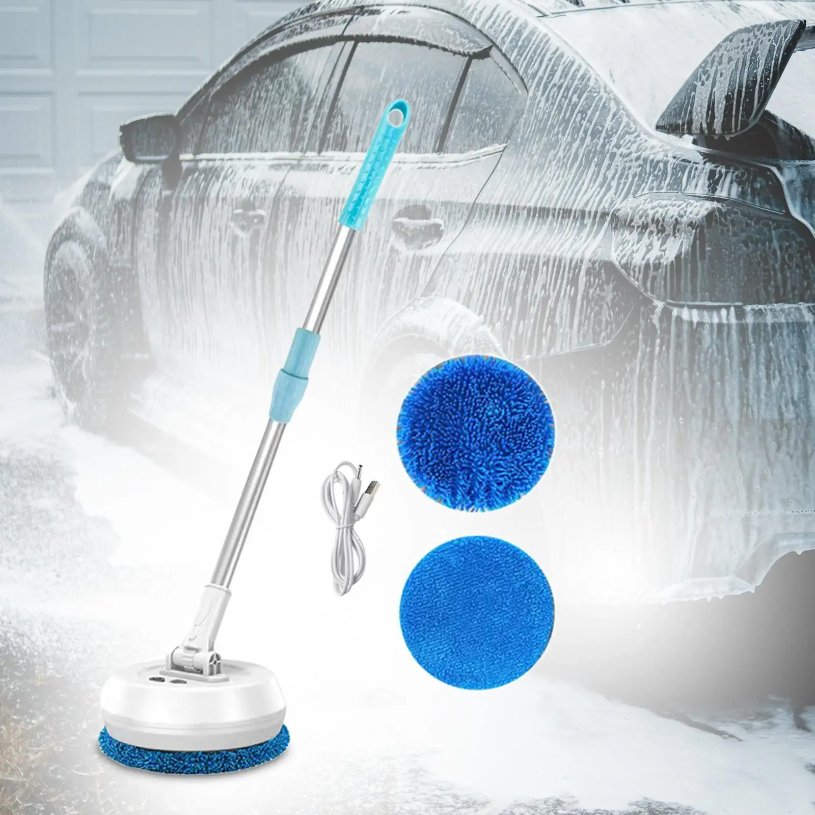 Cordless Electric Mop Duster Rechargeable Extendable Scrubber Floor Cleaner Polisher for Hanging Pictures Bathroom Walls Window