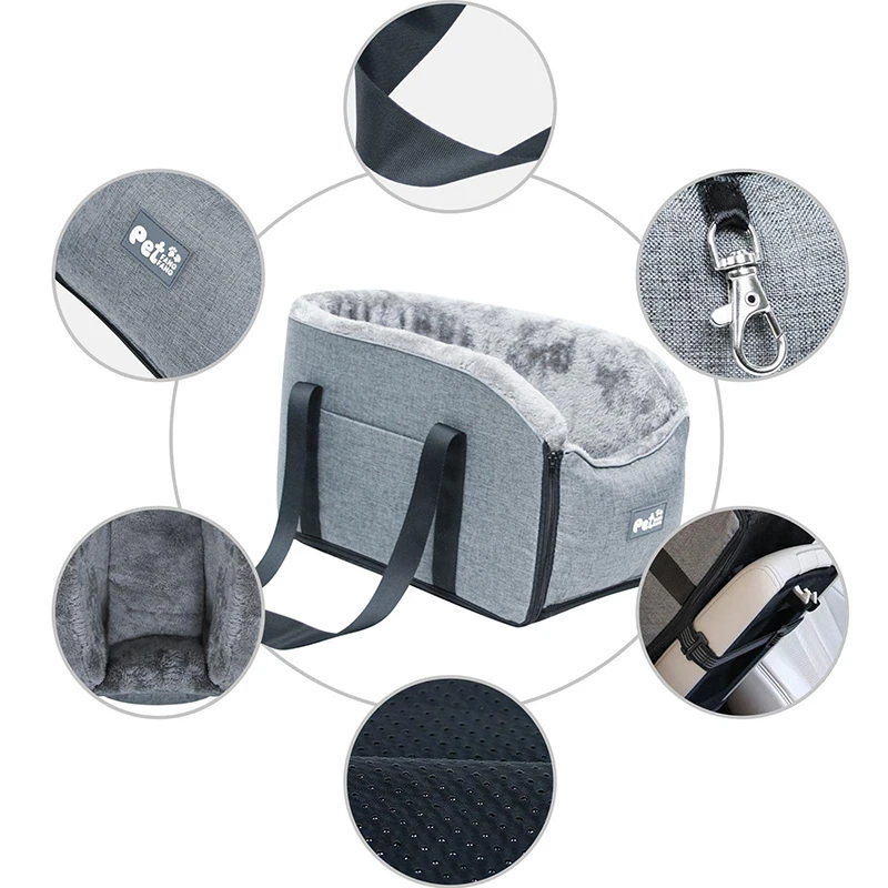 Pets Safety Seat Box Control Console Pet Nest Travel Portable Pet Dog Car Seat Car Armrest Thicken Plush Box For Small Dog Cat dog car seat