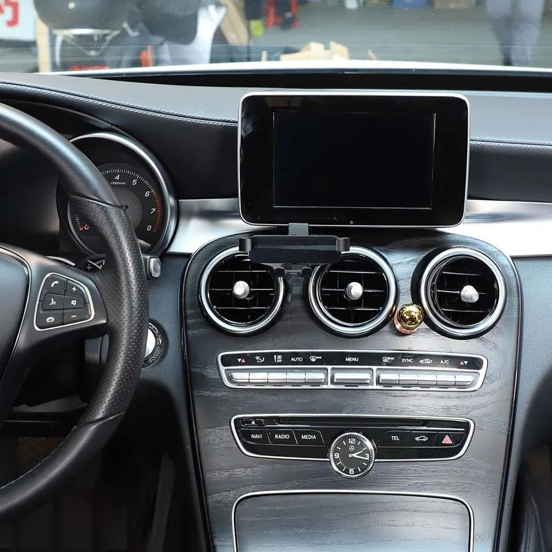 메르세데스 벤츠 C 클래스 W205 GLC X253 2015-2018 ABS 블랙 센터 폰 마운트 홀더 브래킷 GPS 네비게이션 브래킷 액세서리