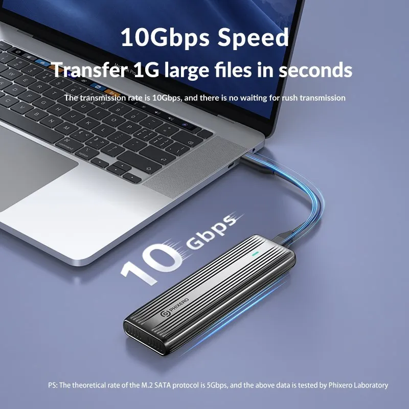PHIXERO M.2 Enclosure NVMe SSD Case USB 3.2 Type C Dual Portocol to M2 SATA Adapter PCIE NGFF External Disk HD Storage for PC