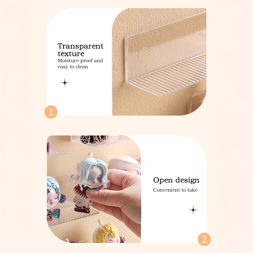 Self-Adhesive Transparent Acrylic Wall Mounted Figures Display Shelf Character Models Storage Rack Toy Stand Aromatherapy Holder