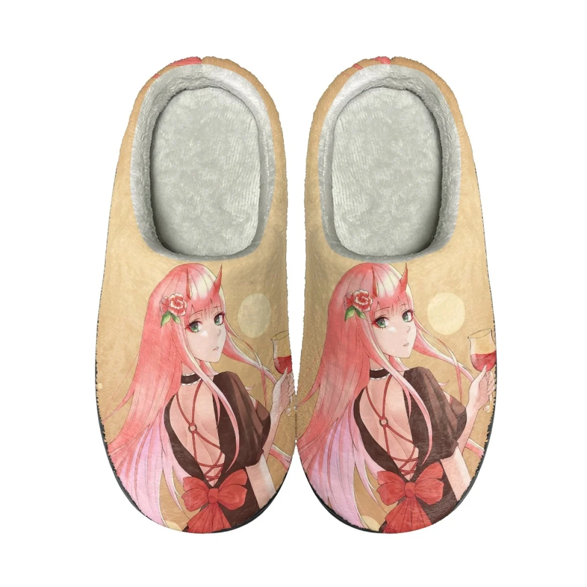 

Удобные женские хлопковые тапочки с аниме Zero Two, Нескользящие домашние теплые тапочки, Повседневная Теплая обувь на плоской подошве для пар, Осень-зима