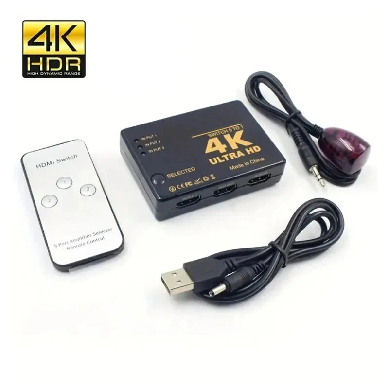 מתג HDMI תואם 4K מתג 3 ב-1 יציאה HD 1080P כבל וידאו מפצל 1x3 ממיר ל-PS4/3 תיבת טלוויזיה HDTV PC