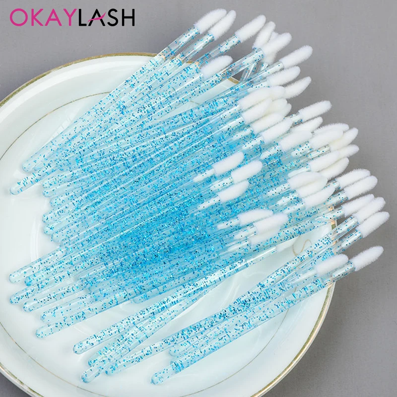 Disposable Glitter Lip Gloss Brush Eyelash Extension Cleaning Brushes Crystal Lipstick Applicators Cleaner Makeup Tools