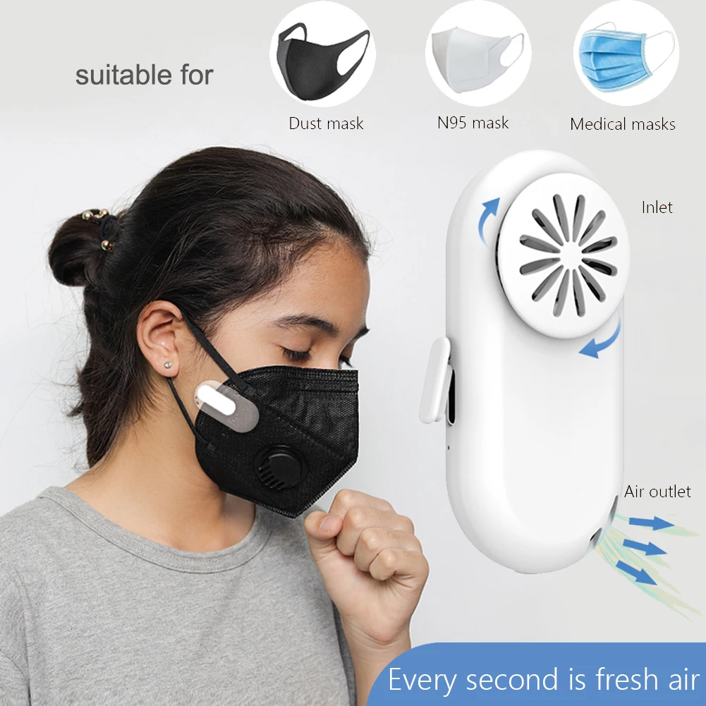 Portable Fan For Face Mask Clip On Air Filter USB Rechargeable Exhaust