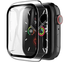 Premium Tempered Glass Screen Protector with Durable Case for Apple Watch - Full Coverage Protection, Enhanced Durability, Sleek Design (Transparent 19)