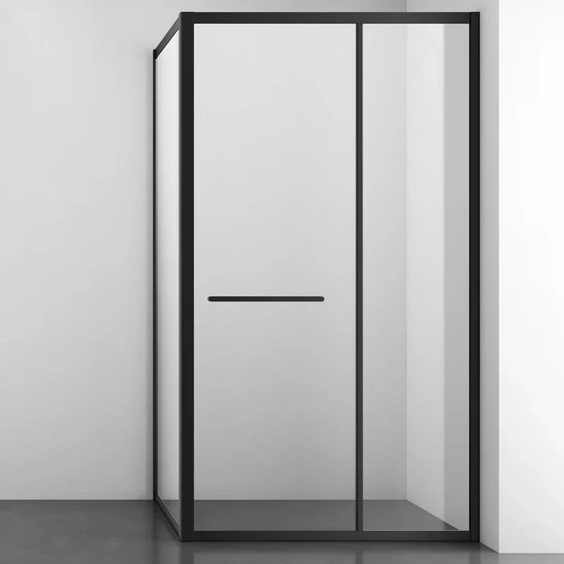 Indoor  Bathroom Independent Square Polished Stainless Steel Waterproof Frame Tempered Glass Pivoting Shower Door 2