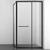 Indoor  Bathroom Independent Square Polished Stainless Steel Waterproof Frame Tempered Glass Pivoting Shower Door 2
