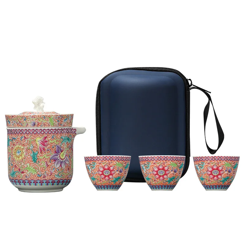 High End Portable Travel Tea Set Kuaike Cup One Pot Three Cups Outdoor Tea Maker