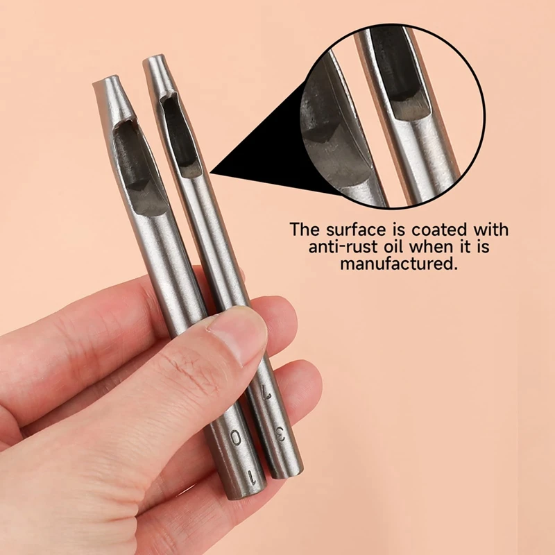 Oval Hole Punch For Leather 6 Sizes 6Mm-10Mm Hollow Leather Crafting Hand Punching Tool Kit