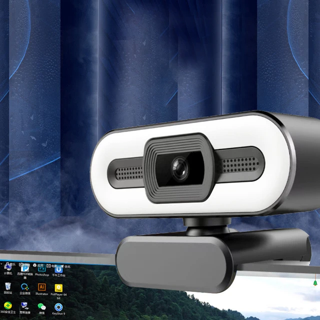 New 4K Webcam Autofocus HD Webcam with Fill Light Rotatable Laptop Webcam PC Computer Camera with Microphone for Youtube Video