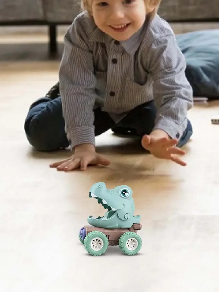 Children Pressing Dinosaur Car Inertial Pull Back Baby Pull-back Car Will Move Cute Dinosaur Kids Early Educational Toys Gift 2