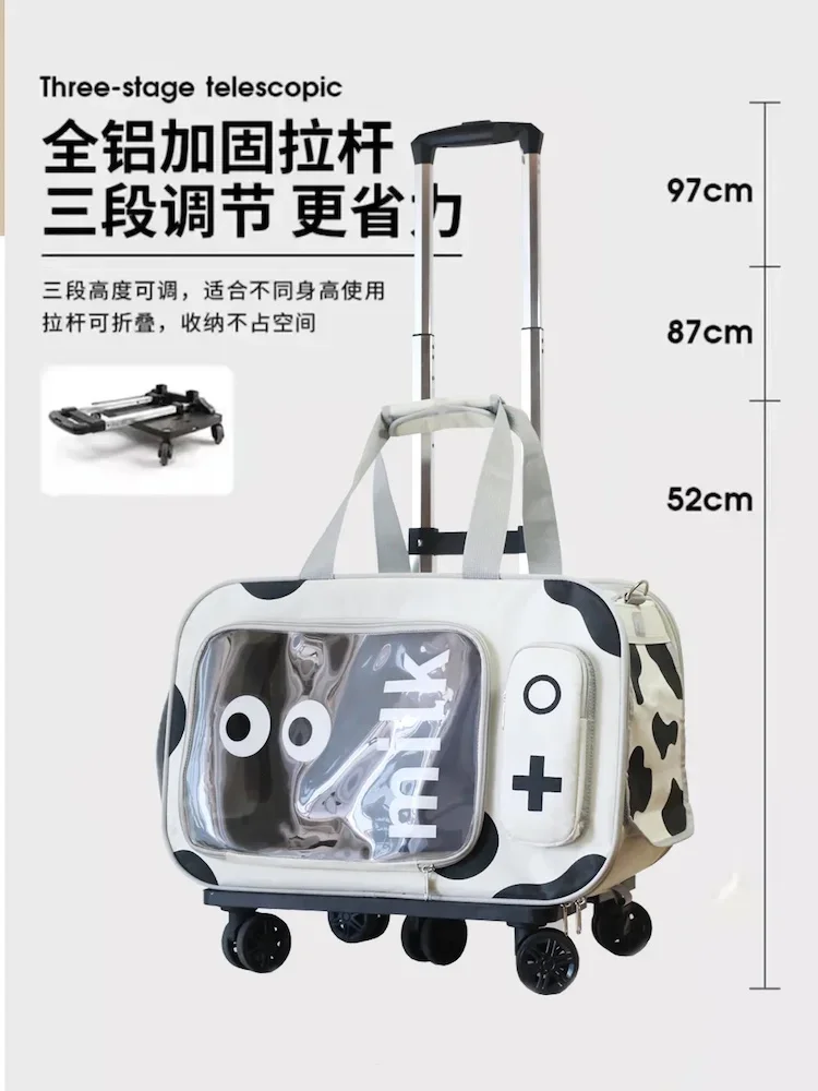 Small animal carrier Portable Luggage pets cat bag with wheels Foldable cat carrier pet backpack Outing backpack