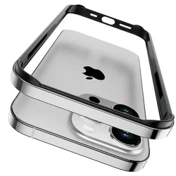 Sleek Aluminum Alloy Frame Bumper Case with Soft Inner Cover - iPhone 15 Plus (Silver)