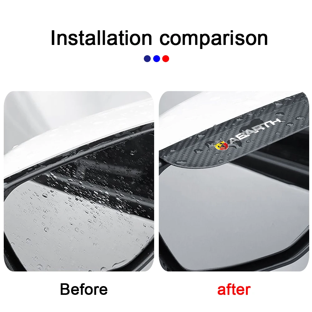 Car Rearview Mirror Rain Eyebrow Visor Carbon Fiber Sun Visor Rain Cover car Mirror Accessories For ABARTH 695 595 500