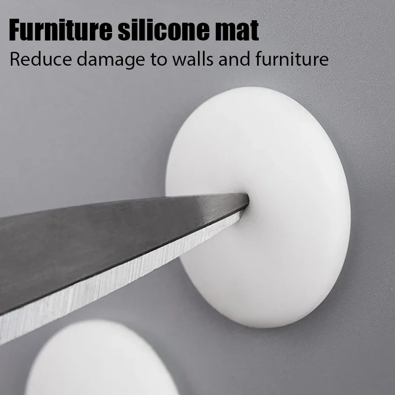 10pcs White Soft Silicone Wall Protector Self-adhesive Door Handle Bumper Protective Plug Non-slip Round Doors Stop Muffler