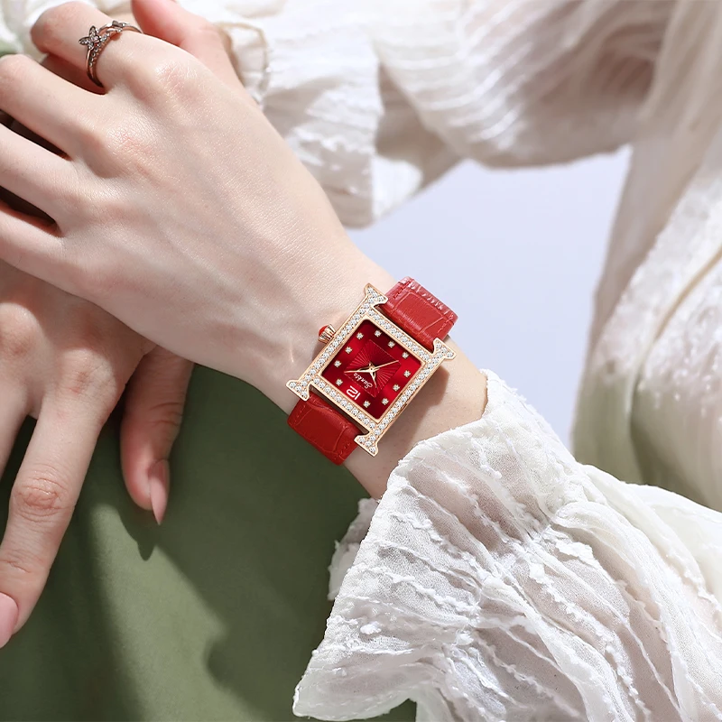 LIGE 2025 Fashion Quartz Watch Casual Elegant Square ladies watch Top Brand Luxury Waterproof women watches Relogio Feminino+box 5