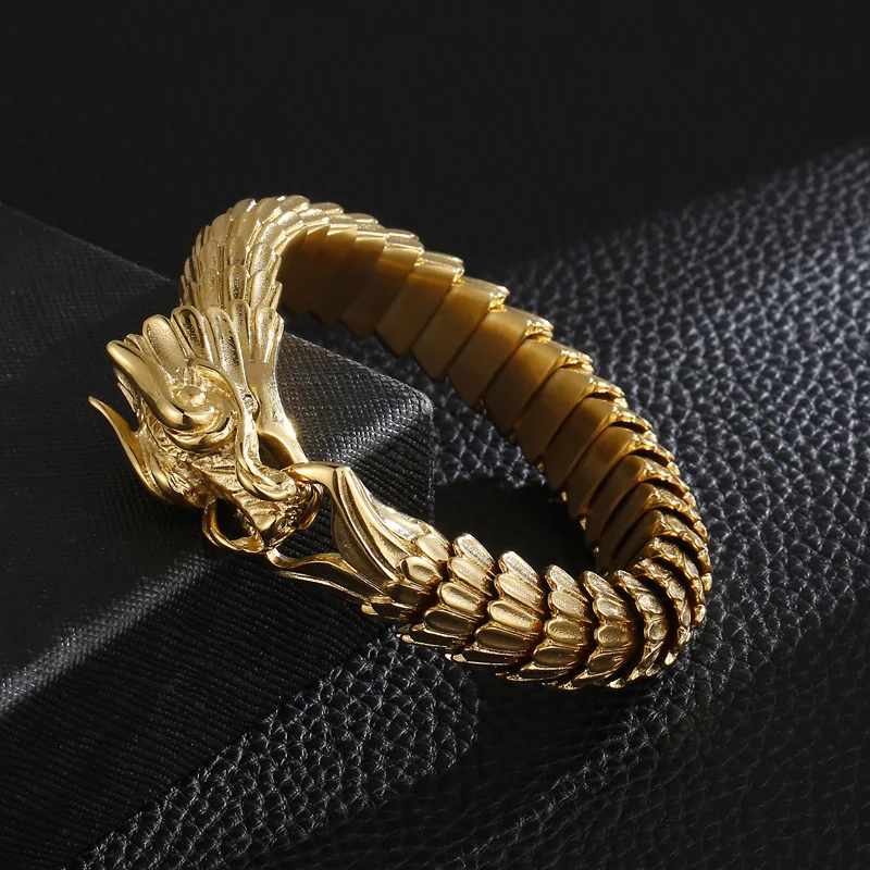 ❤べるさま❤bracelet❤金龍❤ 24K Yellow Gold Plated Double Dragon Head Lantern Chains Bracelet